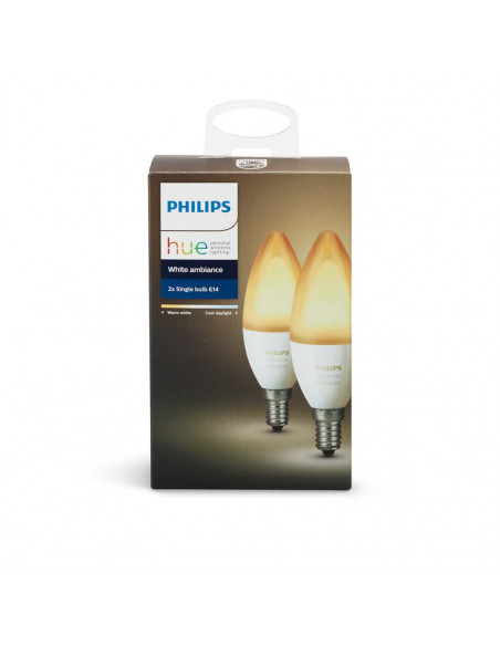 Set 2 becuri inteligente LED Philips Hue, ambianta alba, E14