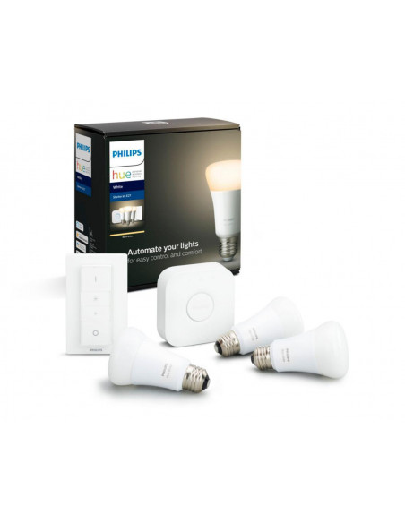 Kit de baza Philips HUE 3x becuri E27, 1x bridge, 1x cablu de