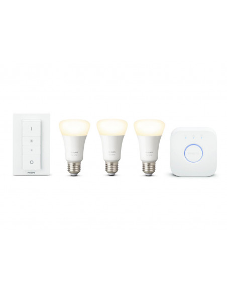 Kit de baza Philips HUE 3x becuri E27, 1x bridge, 1x cablu de