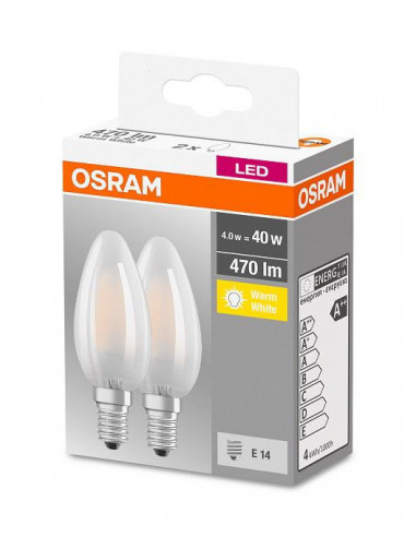 Set 2 becuri Led Osram, E14, LED BASE CLASSIC B, 4W (40W)