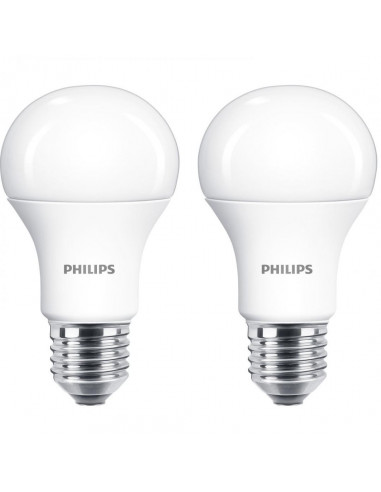 Set 2 becuri LED Philips, E27, 10W (75W), 1055 lm, lumina alba