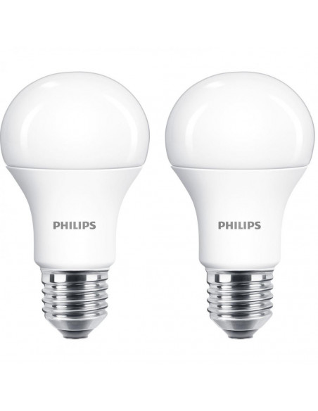 Set 2 becuri LED Philips, E27, 10W (75W), 1055 lm, lumina alba