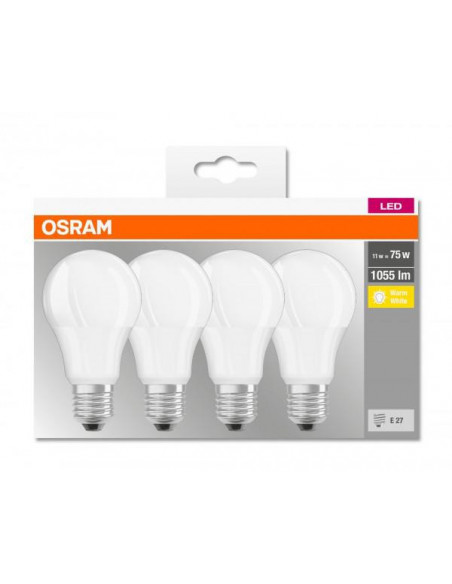 Set 4x bec Led Osram, LED BASE CLASSIC A, E27, 11W (75W)