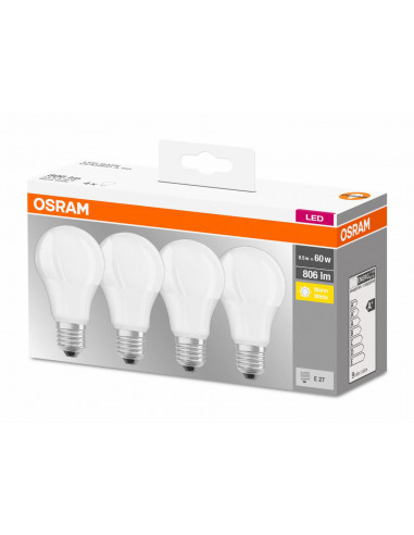 Set 4 becuri Led Osram, E27, 9W, 806 lumeni, lumina