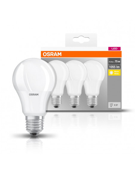 Set 3 becuri Led Osram, E27, 10,5W, 1055 lumeni, lumina