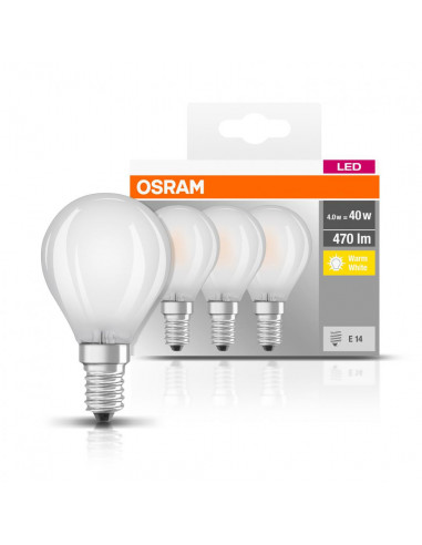 Set 3 becuri Led Osram, E14, 4W, 470 lumeni, lumina