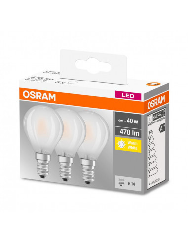 Set 3 becuri Led Osram, E14, 4W, 470 lumeni, lumina