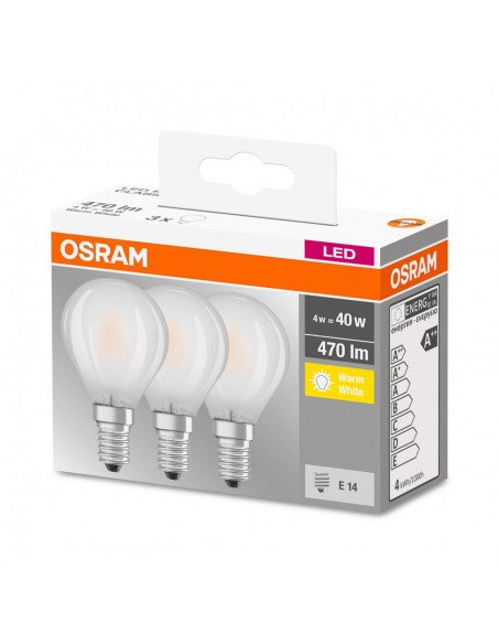 Set 3 becuri Led Osram, E14, 4W, 470 lumeni, lumina