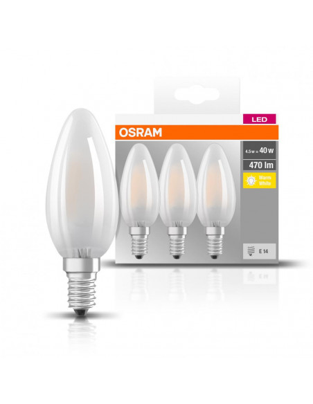 Set 3 becuri Led Osram, E14, 4W, 470 lumeni, lumina