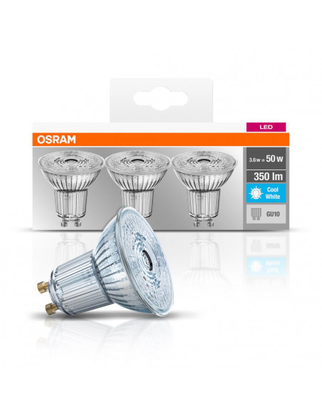 Set 3 spoturi Led Osram, GU10, 4,3W, 350 lumeni, lumina