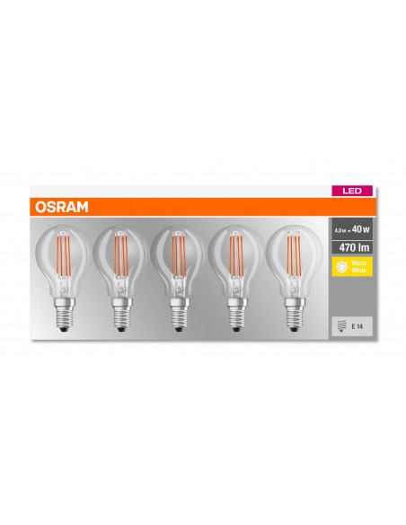 Set 5 becuri Led Osram, E14, 4W, 470 lumeni, lumina