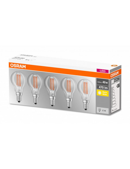 Set 5 becuri Led Osram, E14, 4W, 470 lumeni, lumina