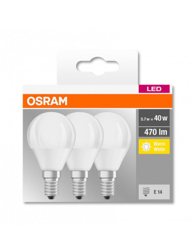 Set 3 becuri Led Osram, E14, 5,7W, 470 lumeni, lumina
