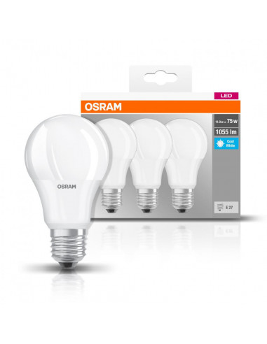 Set 3 becuri Led Osram, E27, 10,5W, 1055 lumeni, lumina