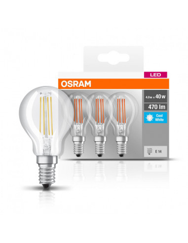 Set 3 becuri Led Osram, E14, 4W, 470 lumeni, lumina