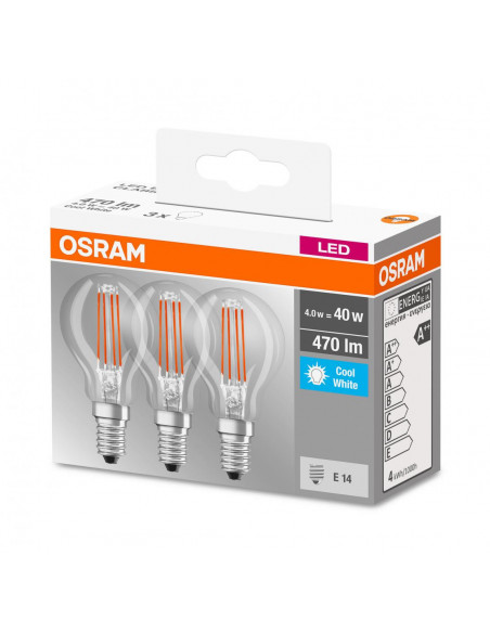 Set 3 becuri Led Osram, E14, 4W, 470 lumeni, lumina