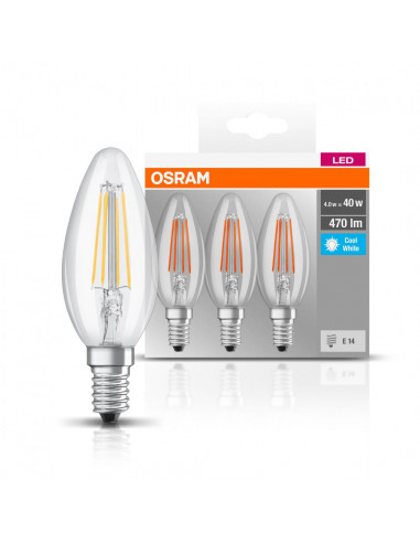 Set 3 becuri Led Osram, E14, 4W, 470 lumeni, lumina