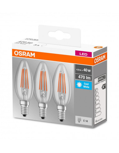 Set 3 becuri Led Osram, E14, 4W, 470 lumeni, lumina