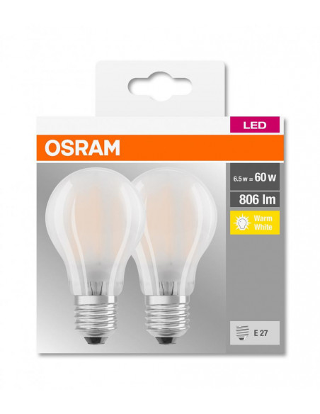 Set 2 becuri Led Osram, E27, 7W, 806 lumeni, lumina