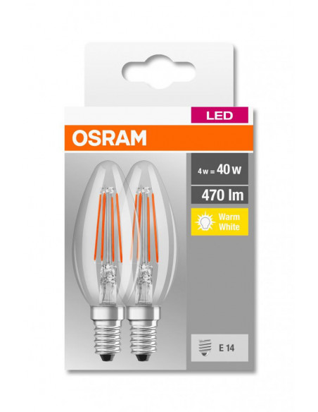 Set 2 becuri Led Osram, E14, 4W, 470 lumeni, lumina