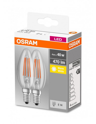 Set 2 becuri Led Osram, E14, 4W, 470 lumeni, lumina