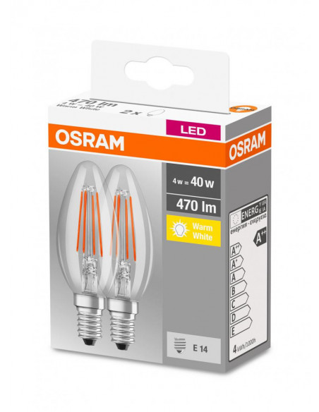 Set 2 becuri Led Osram, E14, 4W, 470 lumeni, lumina