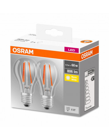 Set 2 becuri Led Osram, E27, 7W, 806 lumeni, lumina
