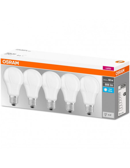 Set de 5x bec Led Osram, LED BASE CLASSIC A, E27, 8.5W (60W)