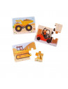 Set 3 puzzle din lemn - Vehicule pentru constructii,BJ817
