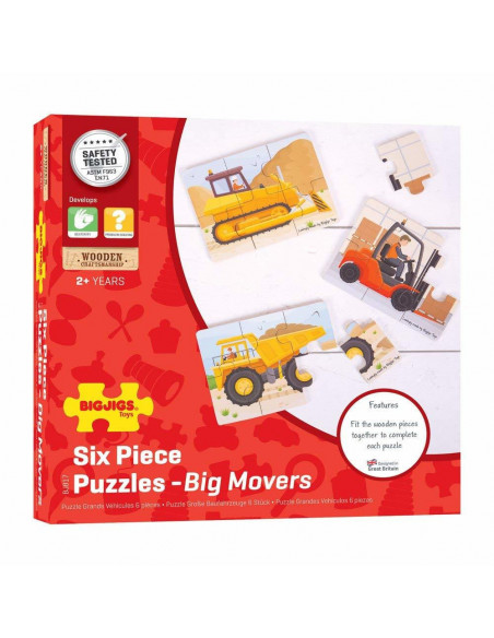 Set 3 puzzle din lemn - Vehicule pentru constructii,BJ817