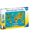 Puzzle Harta Lumii Cu Animale, 150 Piese,RVSPC13287