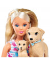 Papusa Simba Steffi Love Puppy Walk 29 cm cu 2 figurine si