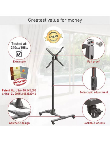 ﻿Suport TV de podea, Barkan SW310H, Reglabil, 13"- 65", VESA