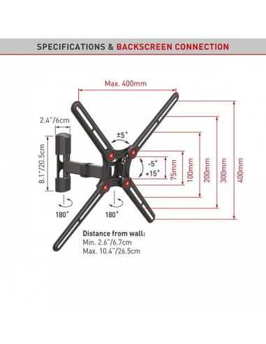 ﻿Suport TV de perete, Barkan BM331, Fix, 13"- 65", VESA 400 x