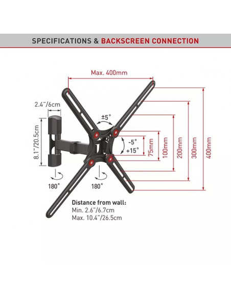﻿Suport TV de perete, Barkan BM331, Fix, 13"- 65", VESA 400 x