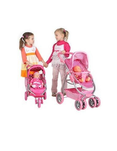 Carucior sport pentru papusi PlayTo Olivie Roz/Negru,16827