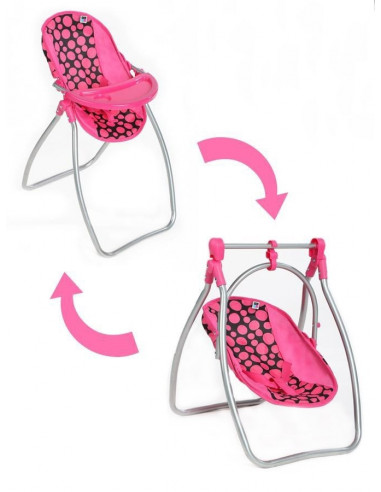 Set scaun de masa cu leagan 2 in 1 pentru papusi PlayTo