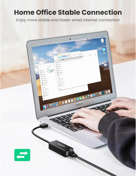 ADAPTOR RETEA Ugreen, "CR110" USB 2.0 to Gigabit RJ-45 10/100