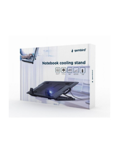 STAND GEMBIRD notebook 17", sita metal, fan 15cm cu led light