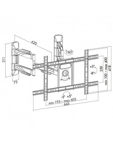 STAND de perete, colt de camera LOGILINK, pt 1 TV/monitor plat