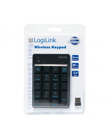 TASTATURA numerica Logilink, wireless, 18 taste, negru