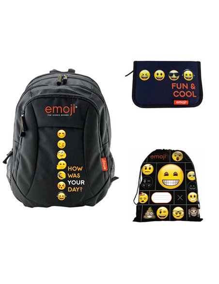 Set scoala Emoji Model 2 - Ghiozdan scoala, Penar neechipat 1