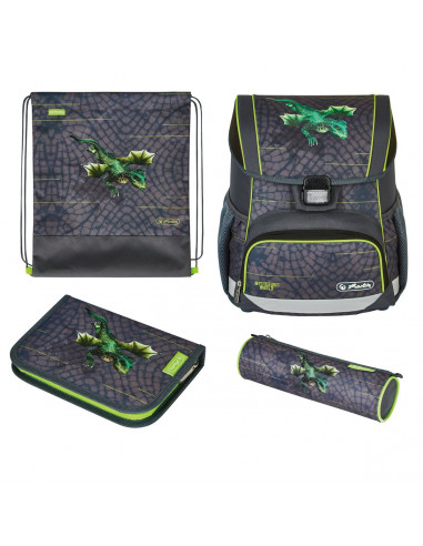 50037445,Ghiozdan echipat Herlitz Loop plus, Motiv dragon tale