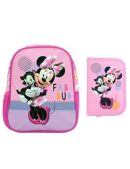 Set gradinita Minnie, Roz - Ghiozdan gradinita, Penar neechipat