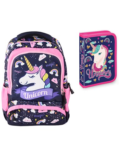 Set scoala Unicorn 1 - Ghiozdan scoala clasele I-IV si Penar