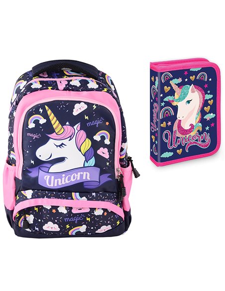 Set scoala Unicorn 1 - Ghiozdan scoala clasele I-IV si Penar