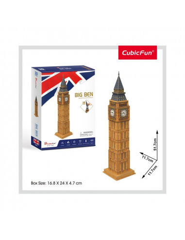 Cubic Fun - Puzzle 3D Big Ben (Nivel Mediu 44 Piese),CUC094h