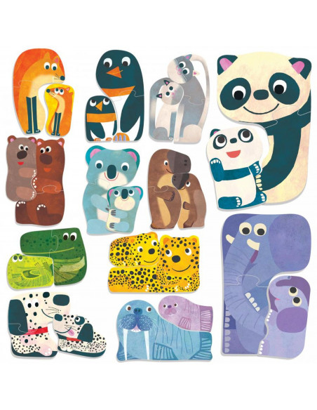 Headu Ecoplay - Puzzle-Uri Animalute Cu Pui,HE28542