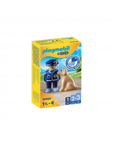 Playmobil - 1.2.3 Politist Cu Catel,70408