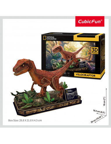 Cubic Fun - Puzzle 3D Velociraptor 63 Piese,CUDS1053h